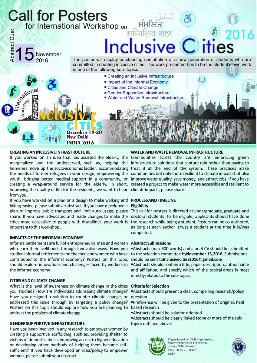 stjagadeesh's tweet photo. #smartcities
forum on how to make cities more #Inclusive
A #workshop @Delhi #India 19-20 December2016 #postwaves https://t.co/6D8G2UEGzq https://t.co/1Ym2AL35qI