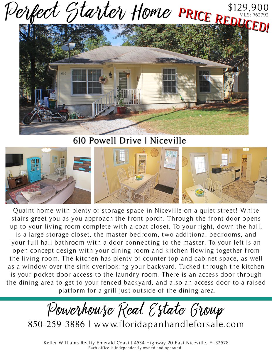 PowerhouseREG's tweet photo. Listing of the Week: 610 Powell Drive
#homeforsale #realestate #EglinAFB #DukeField #EOD #florida #firsthome #listing https://t.co/Jqn9yjy2Eg