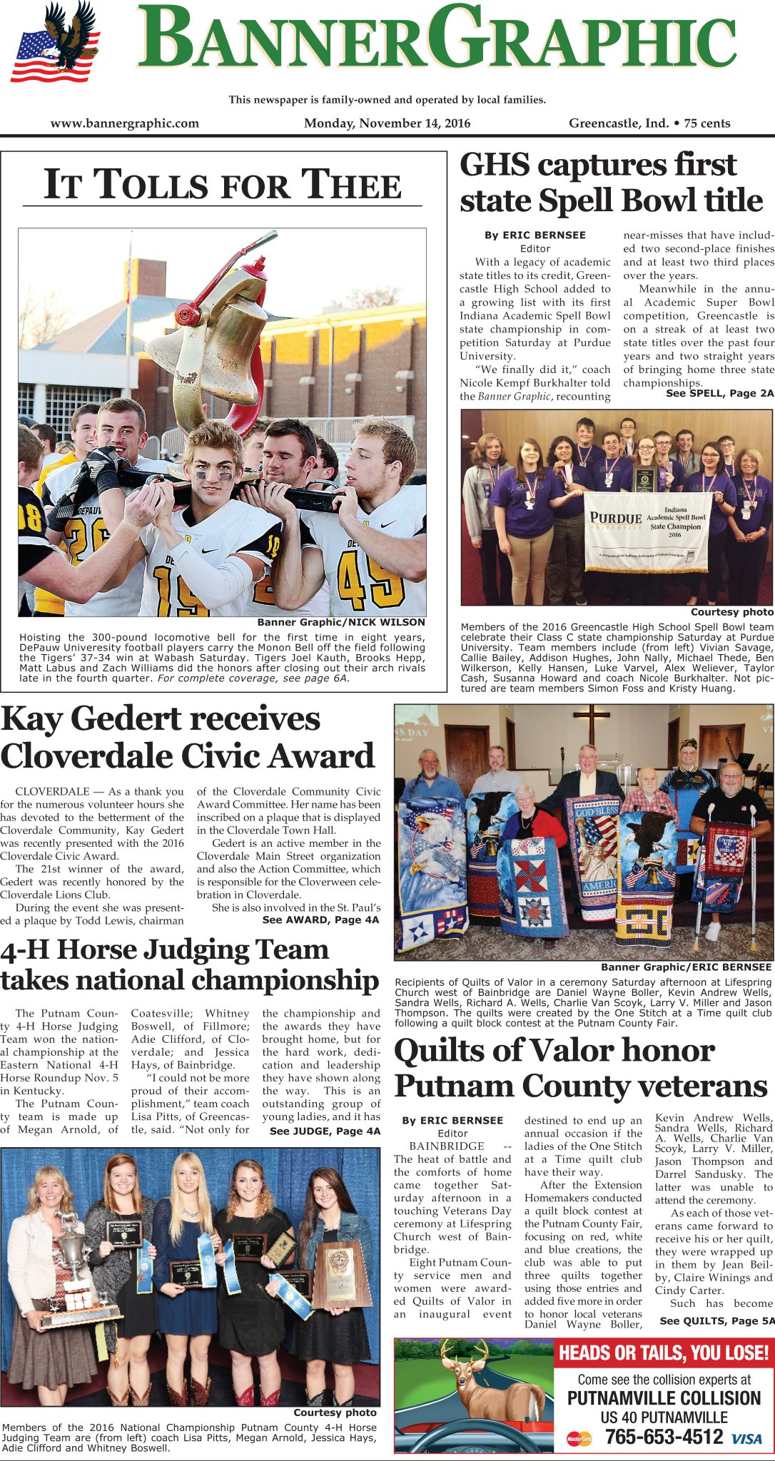 Ken Owen On Twitter Front Page Of Today S Greencastle Banner
