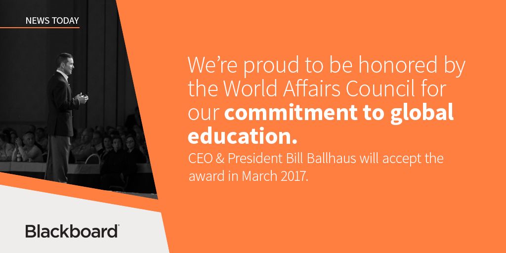 Blackboard's tweet photo. News today: We're proud to be honored by @WAC_DC for our commitment to global education. https://t.co/zBiCZu05qY https://t.co/sZYYrCiLRu