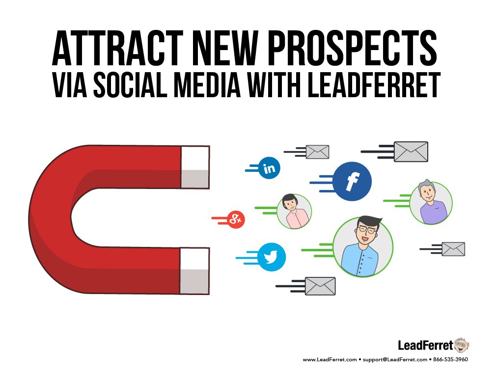 LeadFerret1's tweet photo. Attract new prospects via social media with #LeadFerret! #socialmedia #startup #data #emails #marketing #sales https://t.co/nWVQek4H25