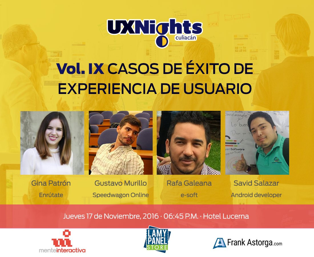 menteint's tweet photo. Tenemos @uxnights Vol. IX para quienes estén en Culiacán. Conocimiento, chelas y pizza. ¿Quién dijo yo? #UX #UXMéxico #Culiacán https://t.co/l8oHjMceLG