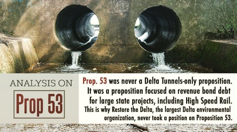 RestoretheDelta's tweet photo. #Prop53 doesn't mean #BayArea approves the Tunnels! Much of #NorCal remains opposed to, learn more: https://t.co/qF6yj7Agfp #cawater https://t.co/hProRWuIBG