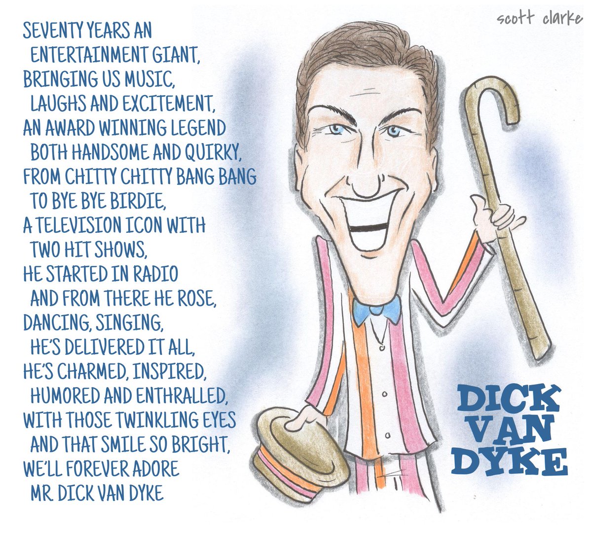 _scottclarke's tweet photo. Dick Van Dyke-toon #dickvandyke #legendandicon @iammrvandy for you sir xx https://t.co/n3rn7oygwC
