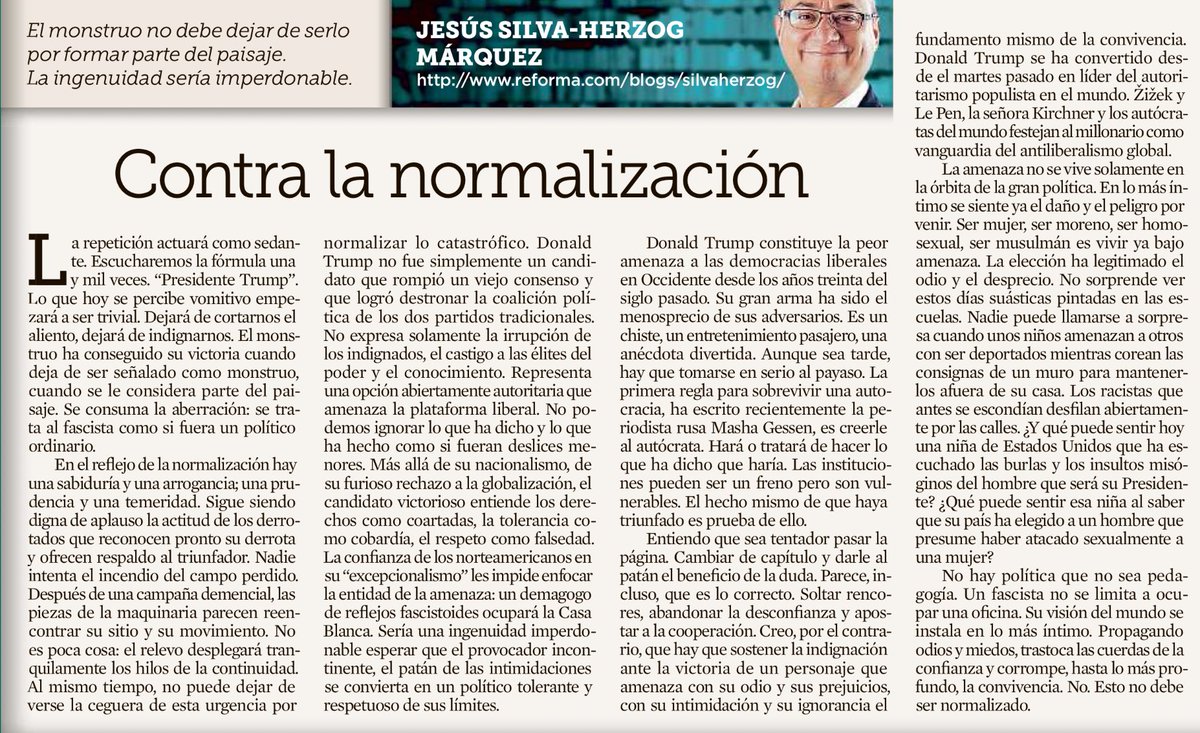 StelaGarrido's tweet photo. "Aunque sea tarde, hay que tomarse en serio al payaso. "Un fascista no se limita a ocupar una oficina". Por @jshm00 #EfectoTrump #HelpPlis https://t.co/kpKp4hztsI
