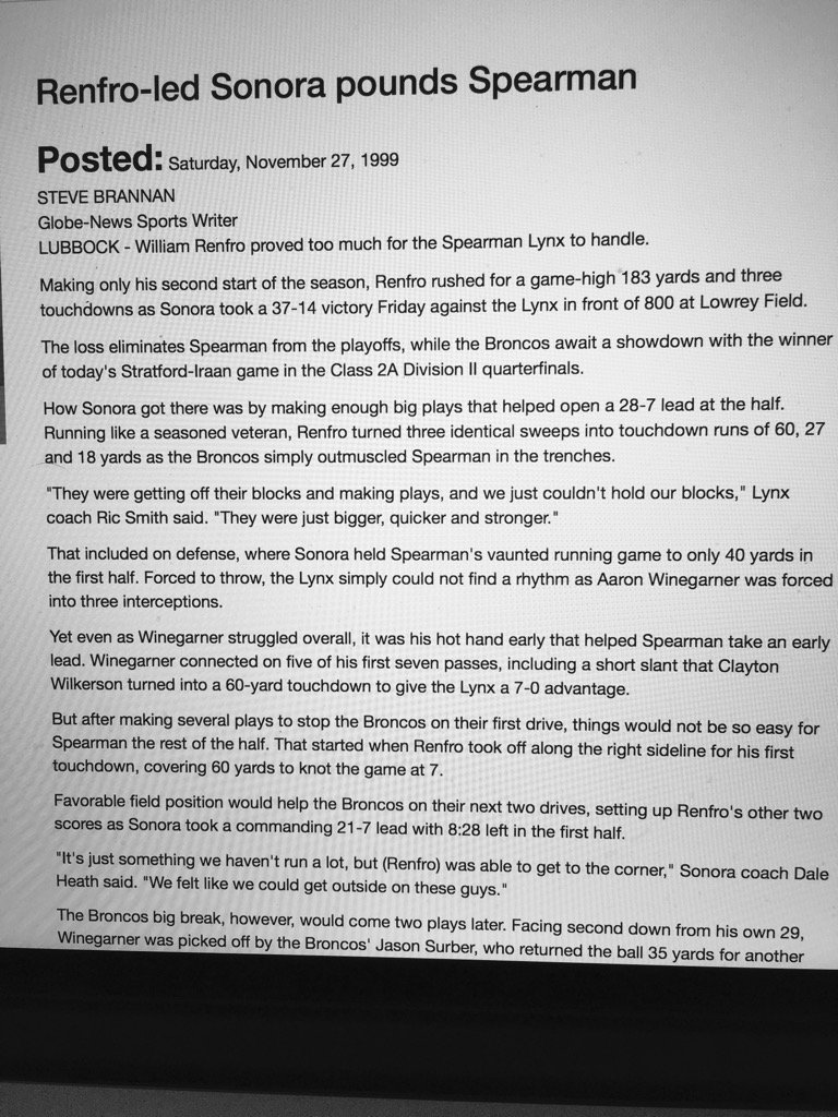 bvillebee's tweet photo. Page 1 #BackToTheFuture 1999 Class 2A D2 Quarterfinals #LowreyField https://t.co/mH2iCetPEC