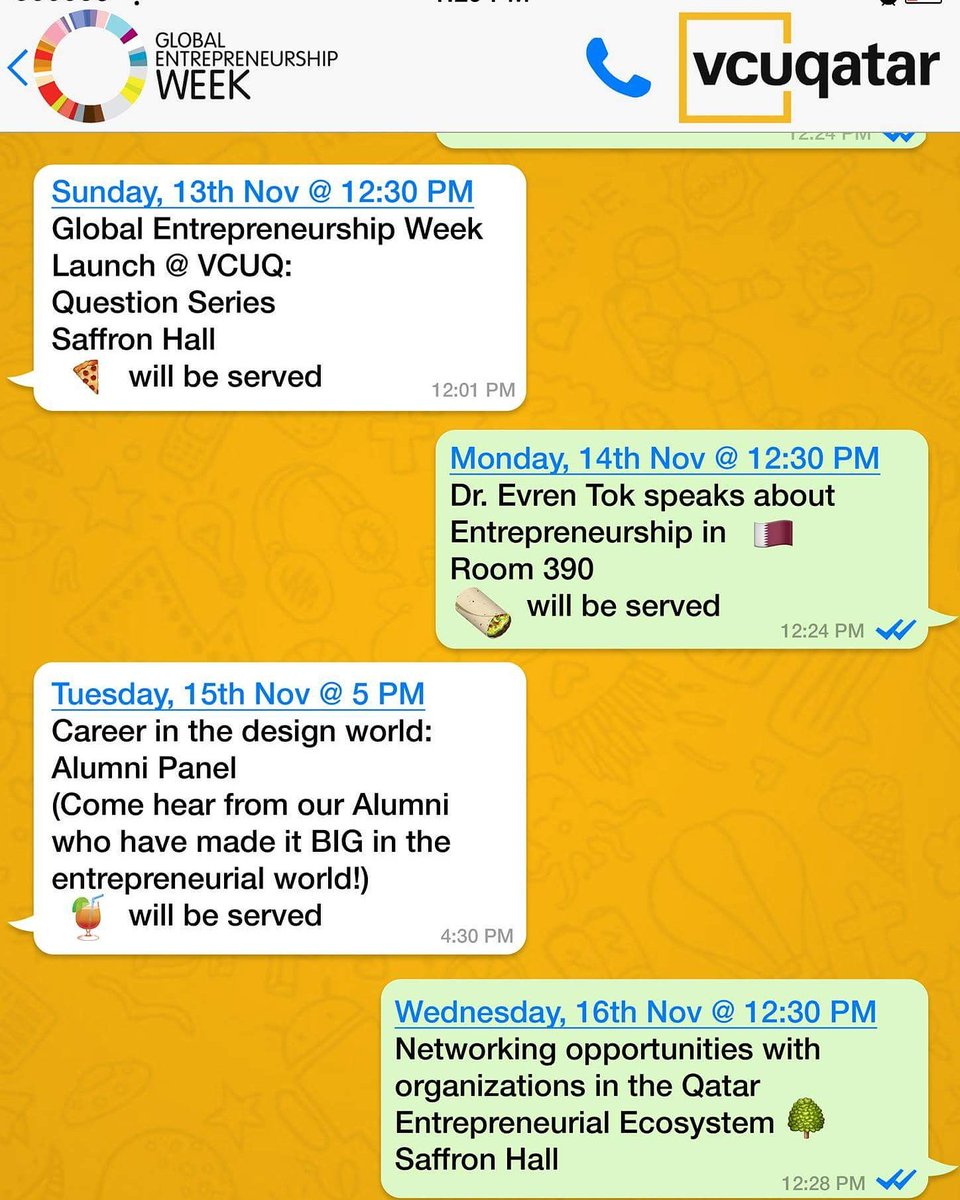 sudalove_'s tweet image. I am a guest speaker at @vcuqatar #GlobalEntrepreneurshipWeek event as part of the #AlumniPanel  🔊 // DATE: November 15th // TIME: 5PM - 7PM