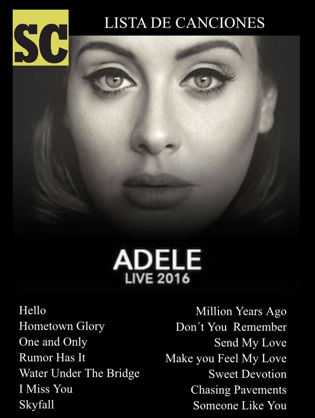 escenariosMX's tweet photo. Ya checaste la lista de canciones que tocarΓ‘ #AdeleEnMΓ©xico #AdeleLive2016 #22 #AdeleWorldTour https://t.co/c6vZl25E8a