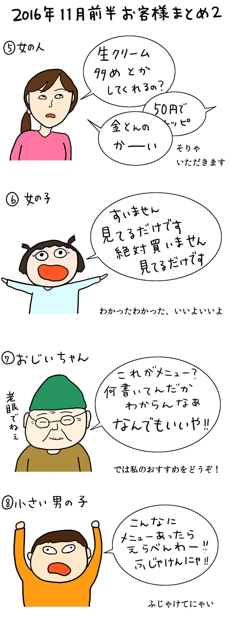クレープ屋で働く店員さんが描いたイラストが面白すぎるｗｗｗ