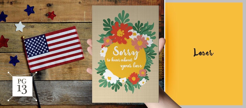 ucf_problems's tweet image. Know somebody that's salty after the election results? This card is for them.

Get more hilarious greeting cards: kck.st/2fse6tm