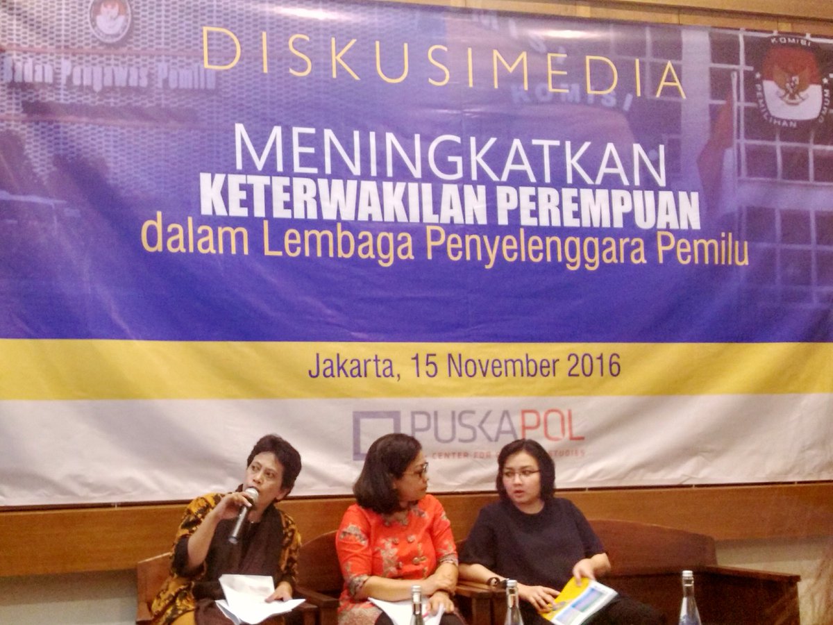 Diskusi Media Meningkatkan Keterwakilan Perempuan dalam Lembaga Penyelenggara Pemilu cc <a href="/puskapol_ui/">PUSKAPOL UI</a>