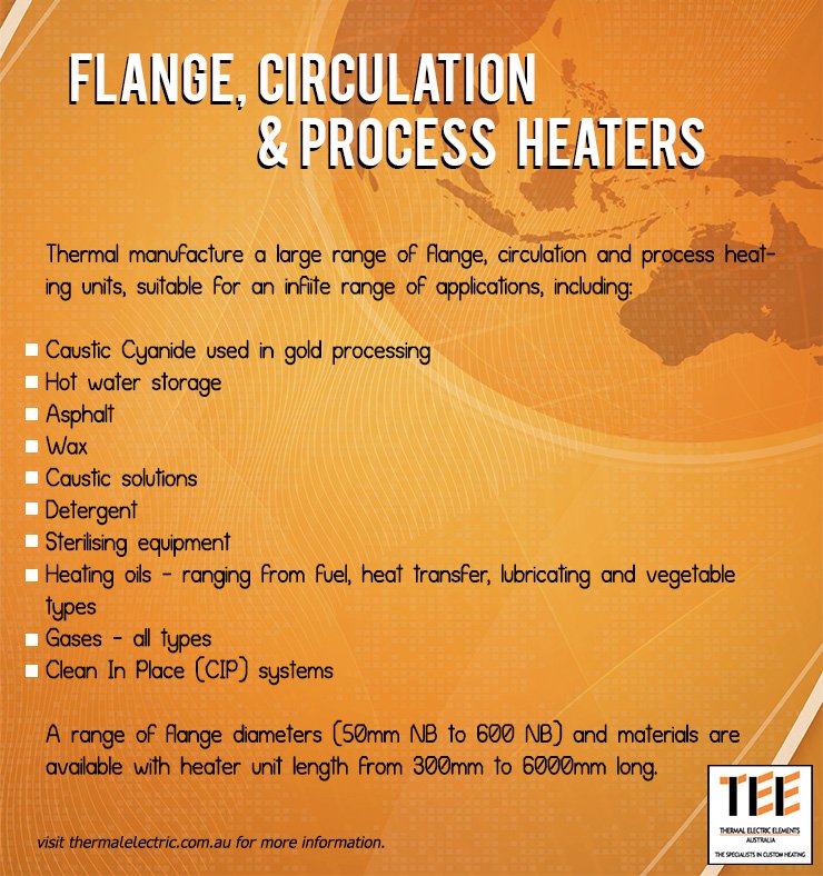 TEECoffs's tweet image. #Flange, #circulation and #processheaters are suitable for larger volumes of liquid and where greater temperatures are required. #heaters