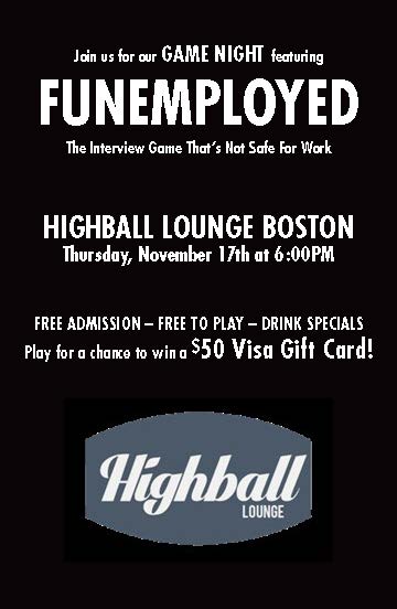 santideoleo's tweet photo. Thurs night! @HighballLounge Boston 6pm! I'm hosting the release of @FunemployedGame #FunEmployedGame! #Drinks #fun https://t.co/AIOcWcJ9Cc https://t.co/3Ju0YZsgmb
