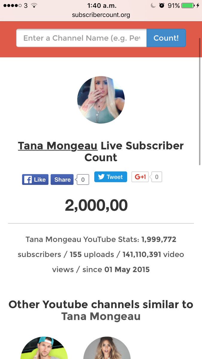 Tana mongeau stats