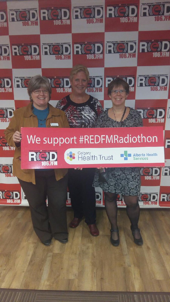 PLC Sr Operating Officer Janice Stewart with AHS VP Brenda Huband & PLC Med Director Dr. Elizabeth MacKay supporting today's #redfmradiothon