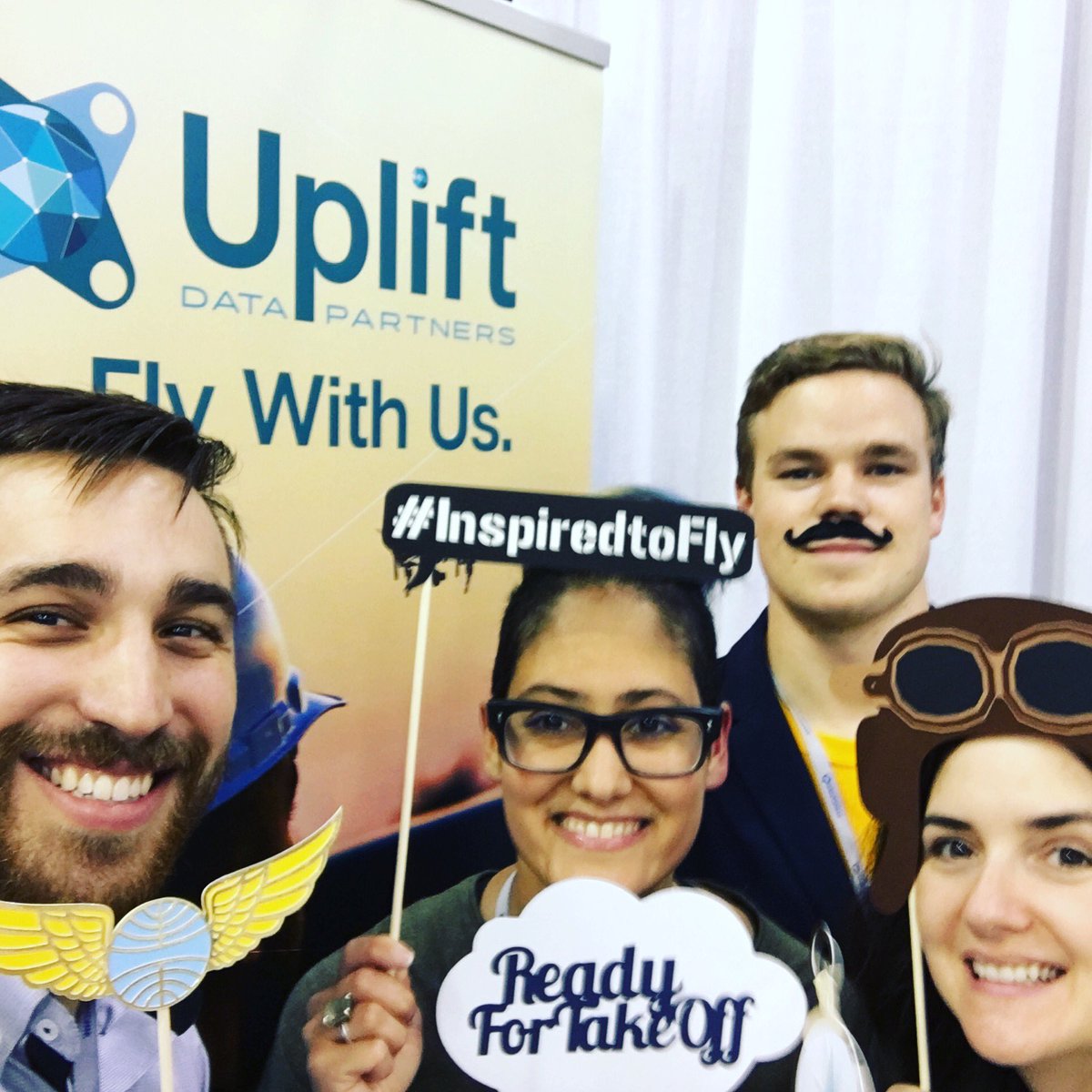 UpliftData's tweet photo. Hello from #droneworldexpo!Stop by booth 316 for a photo op with the team! #inspiredtofly https://t.co/XMVitryuQy