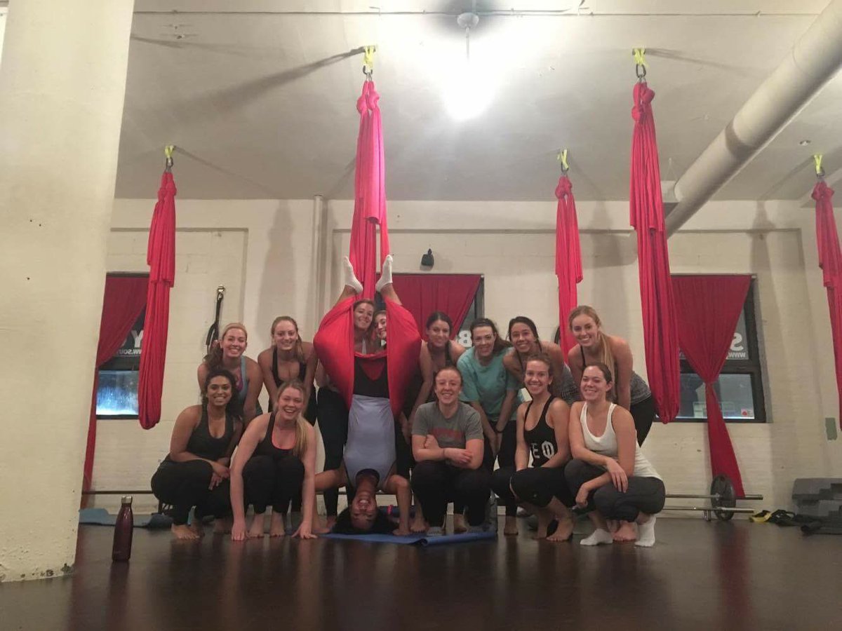 Yeah, we can hang. We had so much fun at aerial yoga yesterday!