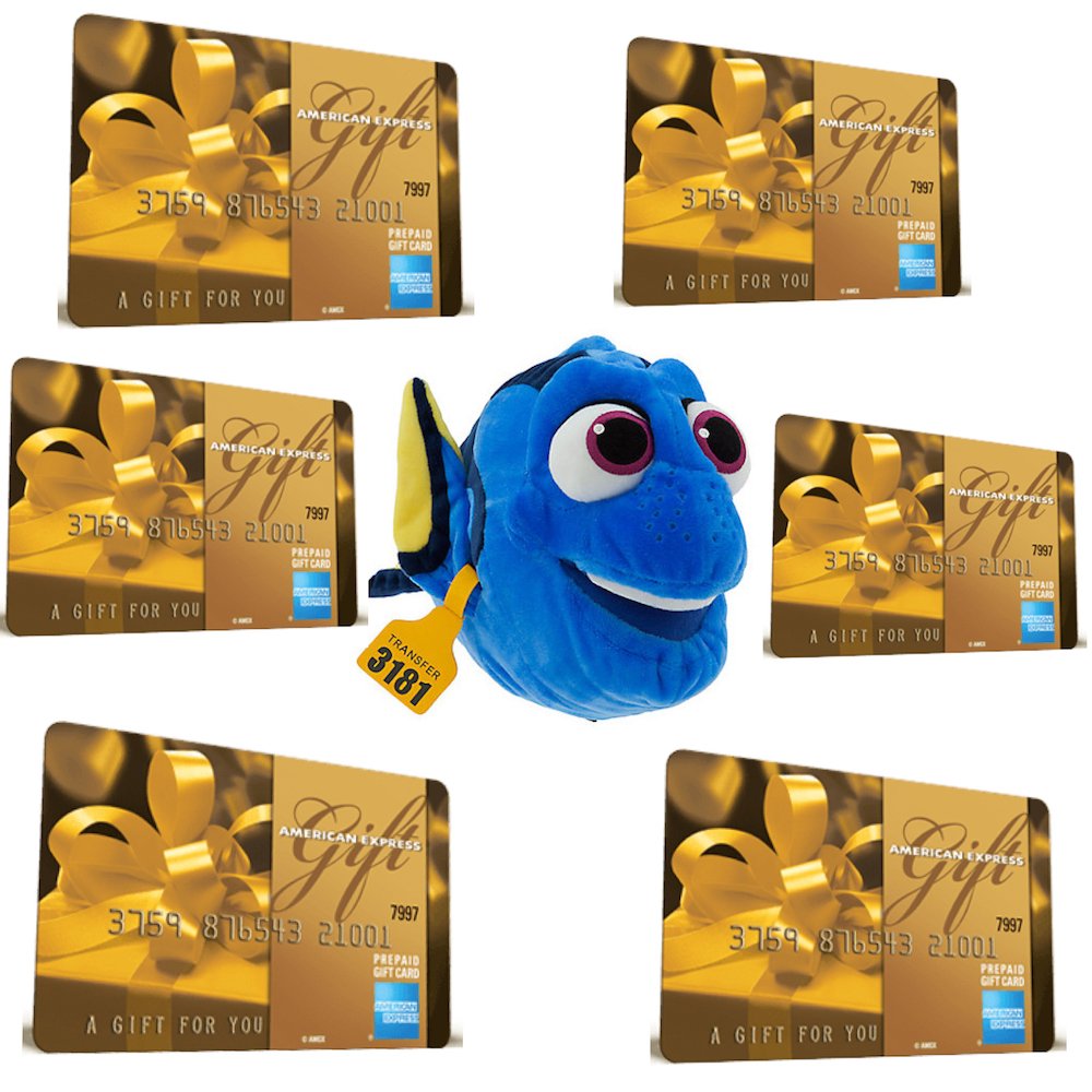 BabySavers's tweet photo. Prizes! We have so many #prizes! RT if you want to #win an Amex gift card and/or an adorable Dory plush! #FindingDoryBD https://t.co/qiMna3V6Kv