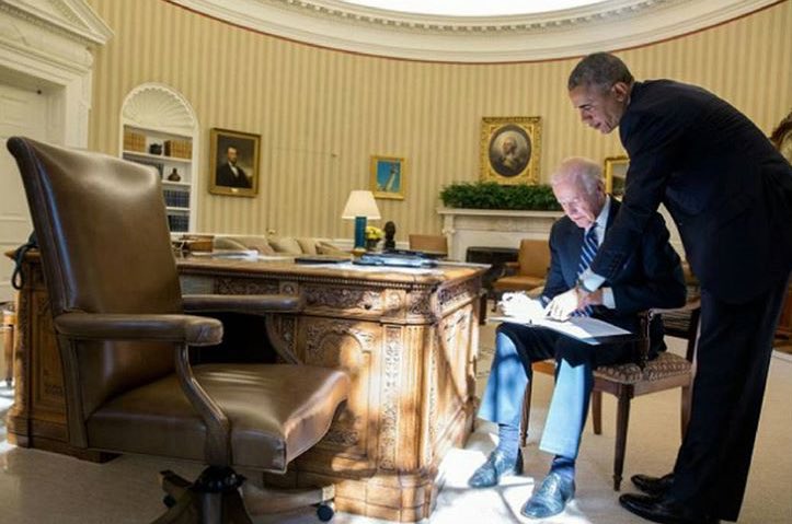 Barack_and_Joe's tweet photo. Obama: Sign here, and here

Biden: And then the adoption is final &amp; You and Michelle are my parents? 

Obama: No, Joe https://t.co/9IiUE7WxKc