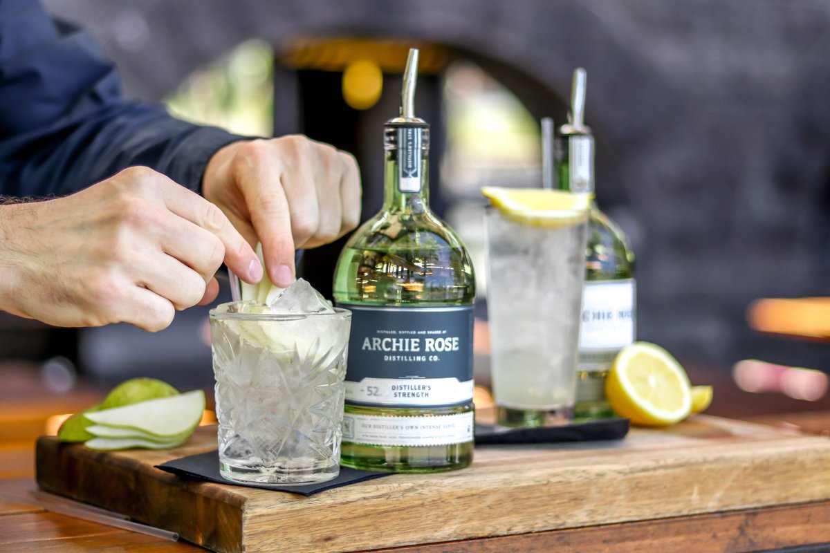 Archie Rose Distiller’s Strength Gin &amp; Tonic garnished with a pear slice 🍐 . ! Don't miss out, grab your tickets ASAP. #Juniperlooza