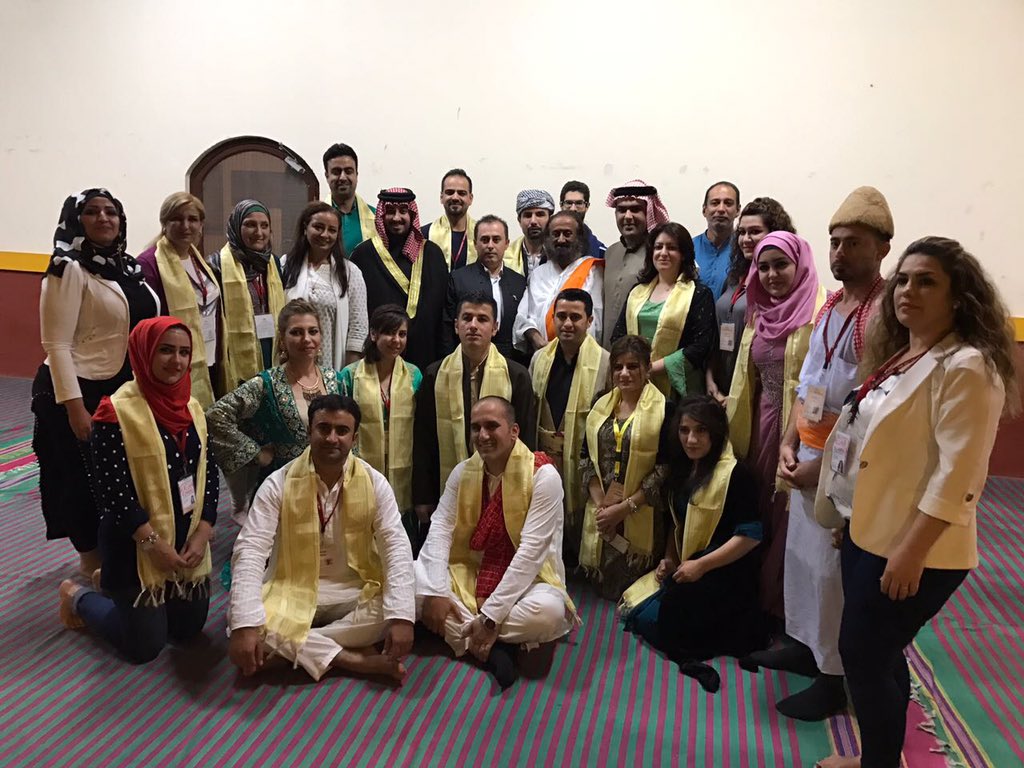 Gurudev's tweet photo. Another batch of peace ambassadors from Iraq complete their training at the @ArtofLiving International Center in Bangalore. https://t.co/NY0bzaYT2w