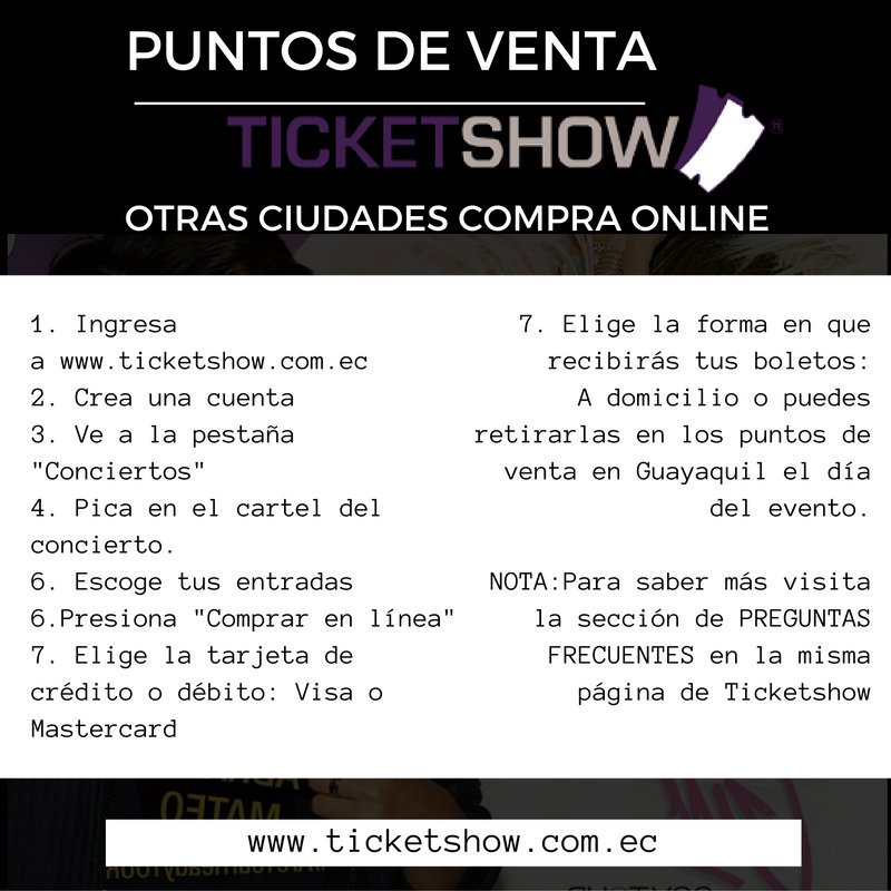 AbrahamMateoEcu's tweet photo. ENTRADAS
#AreYouReadyTour de @AbrahamMateoMus en Guayaquil/Ecuador este 10 de diciembre 😉
● Online 👉 https://t.co/QAQImrpLF4
● Ticketshow 👇 https://t.co/Jcw8P84Xlh