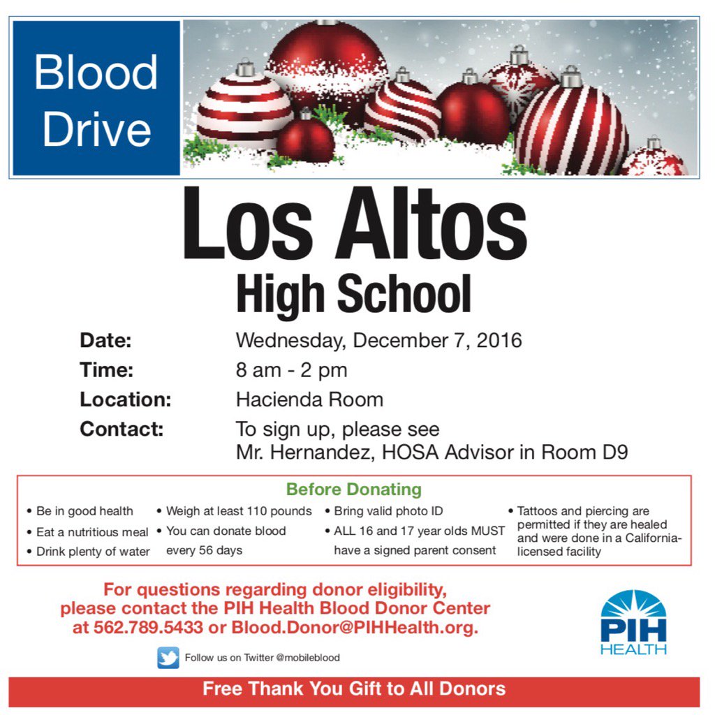 MobileBlood's tweet photo. @LosAltosHS @LAHS_ASB @LAConqAthletics Save the date. Next blood drive coming soon https://t.co/rIYfLaccou