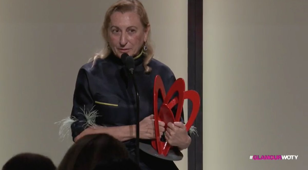 "To all the women, who struggle &amp;fight for their freedom, independence &amp;their job. There's still so much to do." -Miuccia Prada #GlamourWOTY
