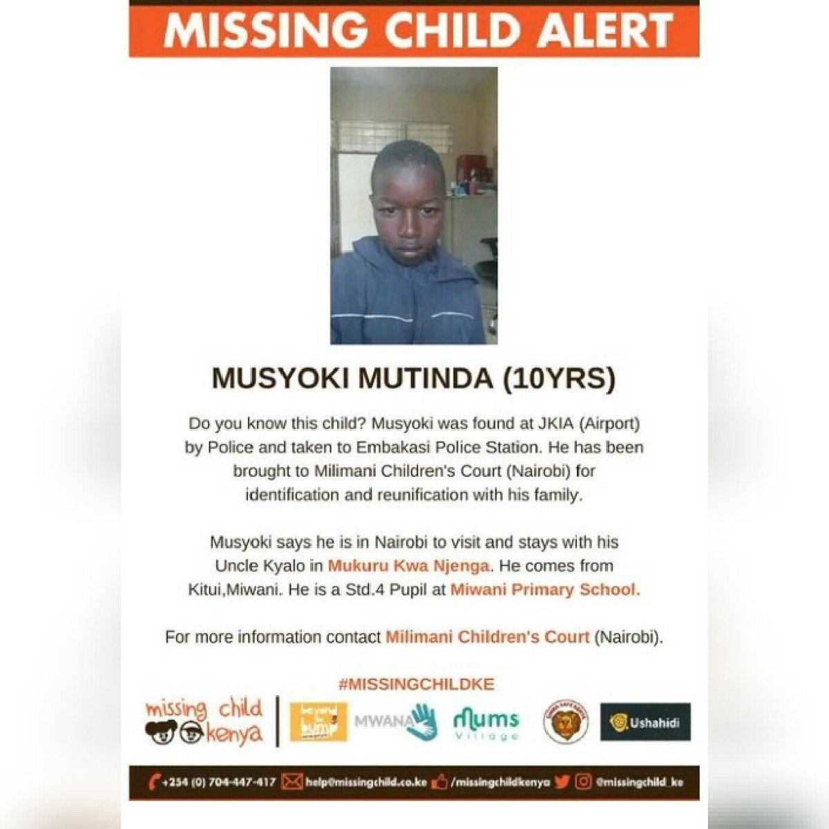WatchtowerKitui's tweet photo. Musyoki was found at JKIA and taken to Milimani children's court
#TheWatchtower_Kitui
@Watchtower_Ke
@WMakueni https://t.co/fgVRmkZ4Wj