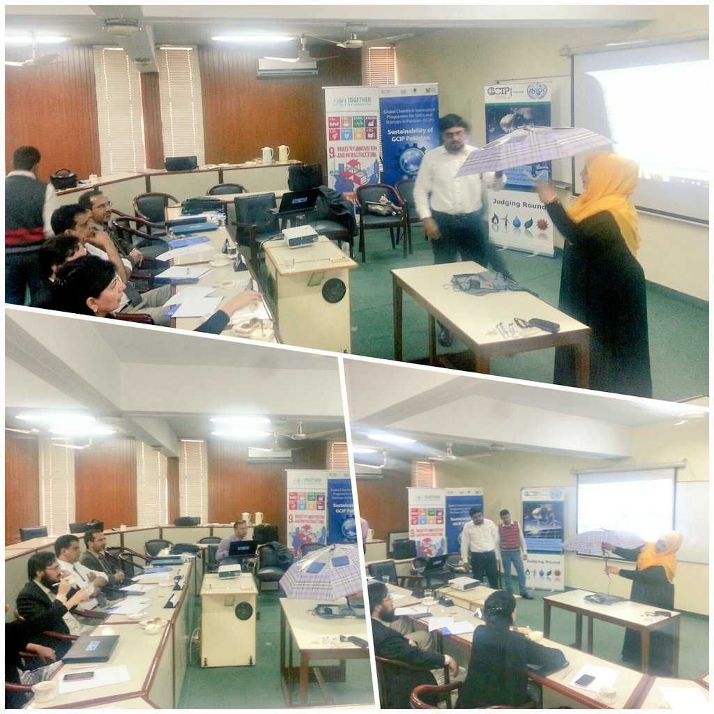 UNIDO_Pakistan's tweet photo. @UNIDO @theGEF #GCIPPK mock judging round in Lahore #portable #Solar #Umberella Innovators 2k16 #makingchange with innovation
@alois_p https://t.co/ZvOWzDLukv