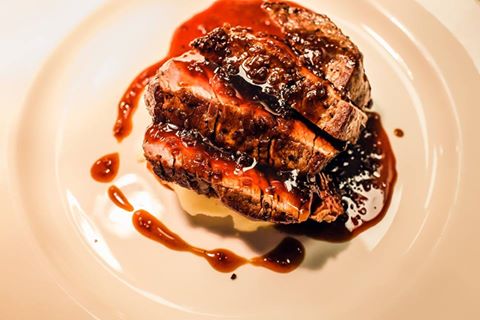 Wholly, proudly, delectably French. 🇫🇷  #FiletMignon: Pan seared tenderloin, raclette mash potato, Bordelaise sauce. #BagatelleDubai
