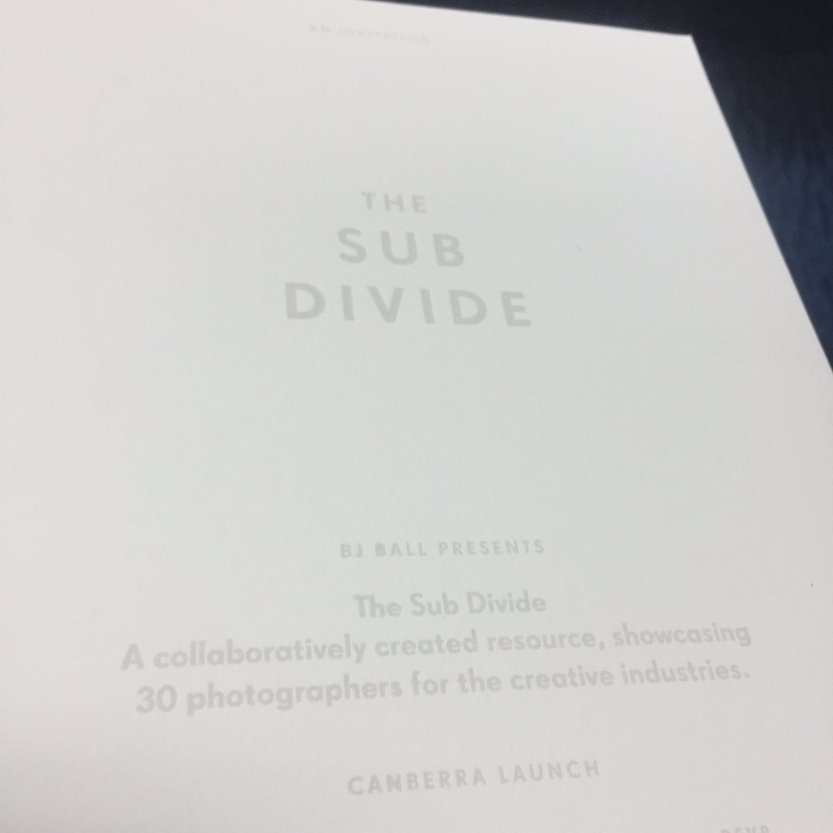 _CRE8IVE's tweet photo. Super excited about the #thesubdivide #CBR launch later this month @_CRE8IVE offices. Beautiful invite delivered today. Thanks @BJBallAU! https://t.co/oBtzkajjDf