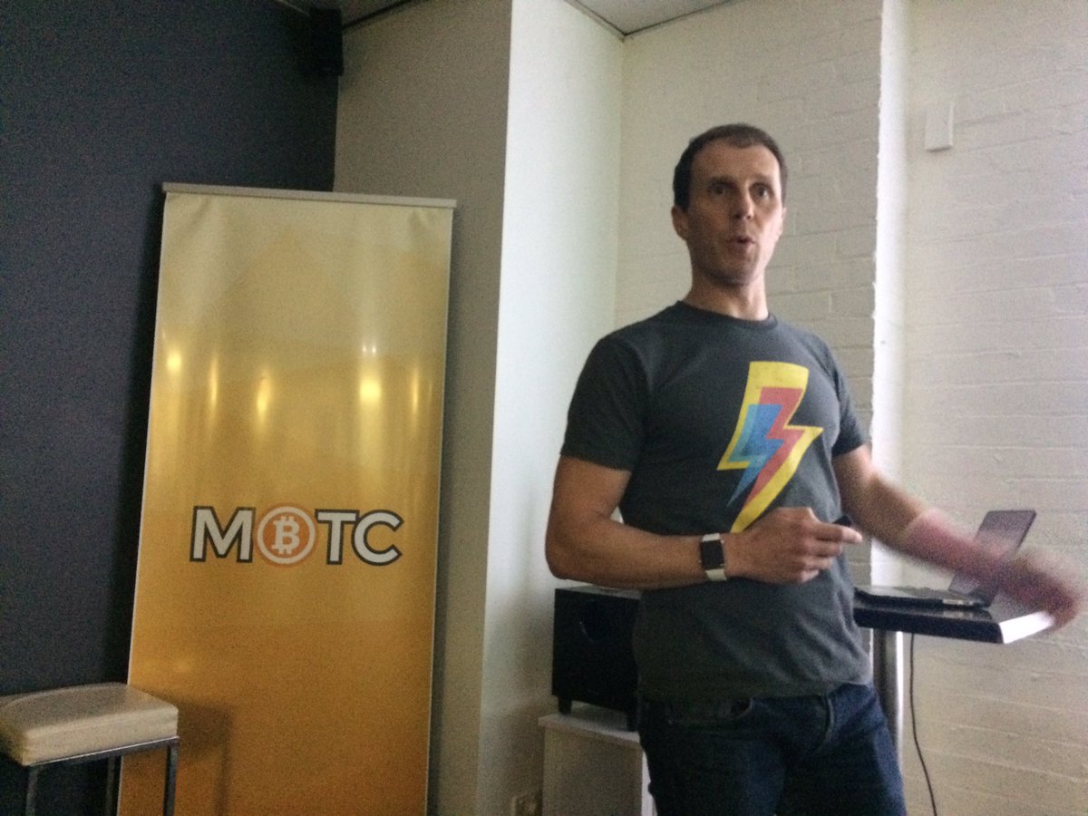 Think_Bitcoin's tweet photo. Ian Gardiner from AWS presenting how to funding for startups - @blockchainmelb blockchainmelb @mbtcenter @alantsen @BlockchainAUS https://t.co/UncvKrYBJB