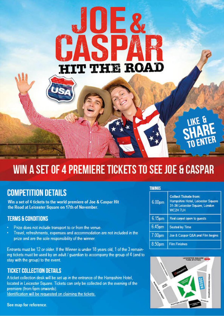 CalendarClubUK's tweet image. It's #Competition time! #Win a set of four tickets to @Joe_Sugg &amp;amp; @Caspar_Lee's London #hittheroadusa premiere. RT &amp;amp; Share by 3pm 16th Nov