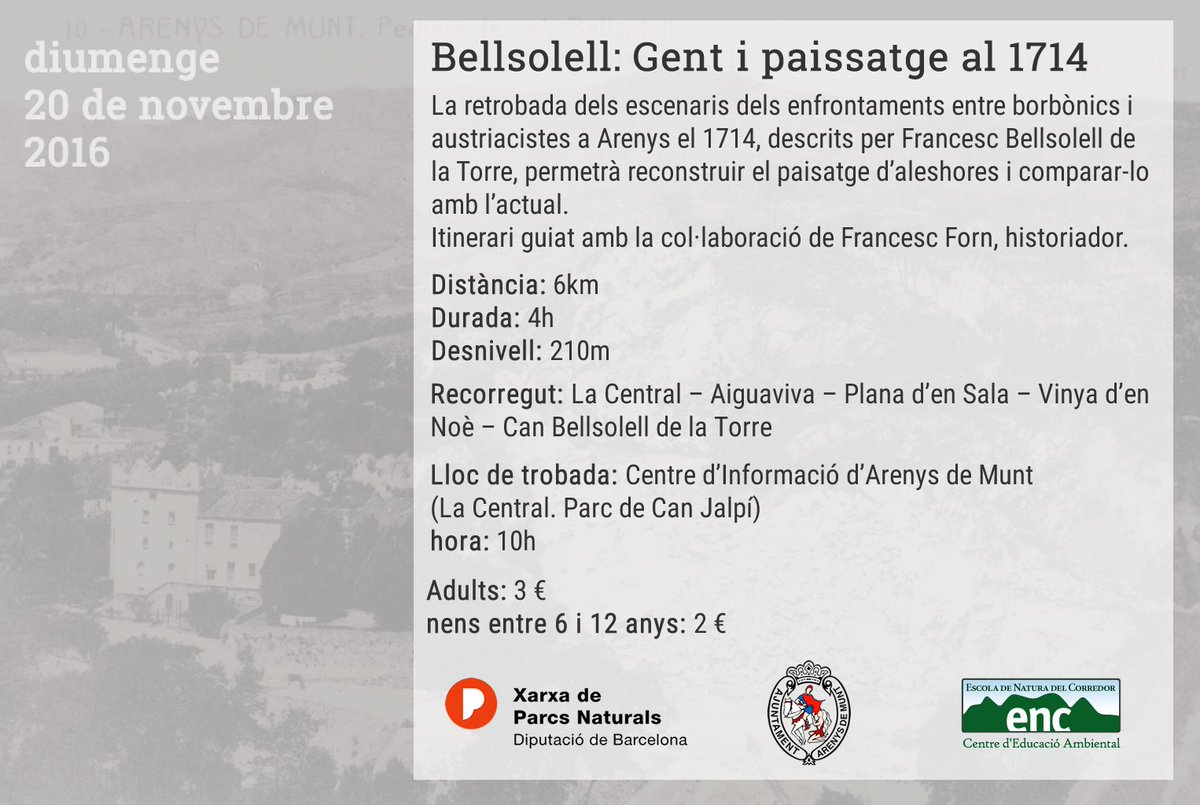 canbellsolell's tweet photo. Coneixes les batalles de la Guerra de Successió a @VilaArenysMunt ?
Vine diumenge i descobreix la crònica de Francesc Bellsolell #1714 https://t.co/0br2PNsmfg