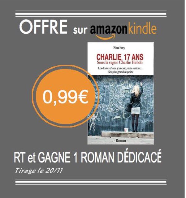 NinaFrey_'s tweet photo. Envie de lire ? Le roman témoin #Charlie17ans est à 0,99€ parce qu'on a tous besoin d'espoir !
RT | Roman dédicacé à gagner
#NoublionsJamais https://t.co/V57z9PBg14