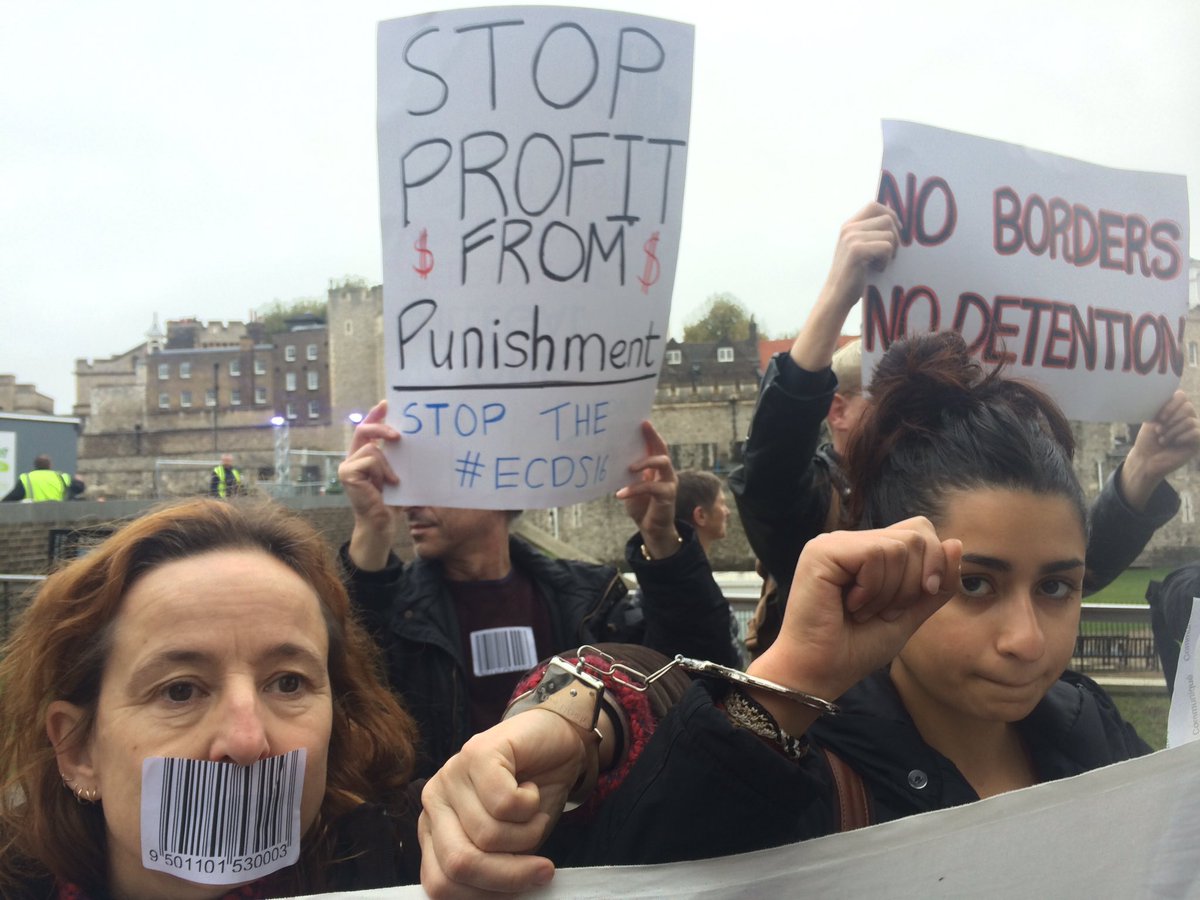 GlobalJusticeUK's tweet photo. "Corporate confidentiality" = profits come first in privatised prisons. #NoProfitFromPain #STOPTHESUMMIT #EDCS16 https://t.co/UoJg9k4esI