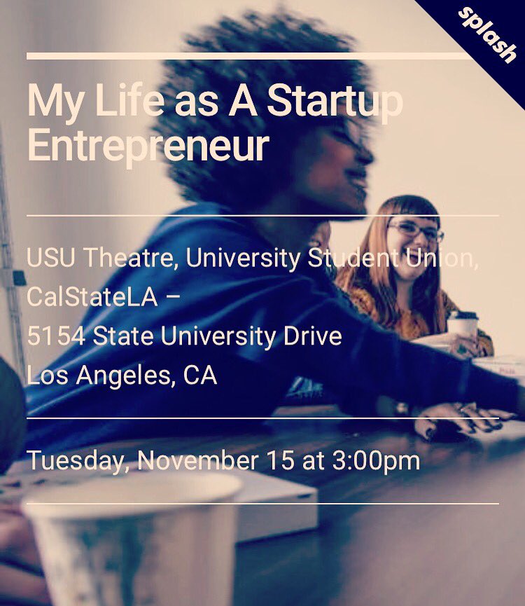eccocsula's tweet photo. Today a panelist of entrepreneurs and #CalStateLA alumni will share their story!! 
RSVP: https://t.co/p50ledofIA #eccocsula https://t.co/9TWLlzt6eR
