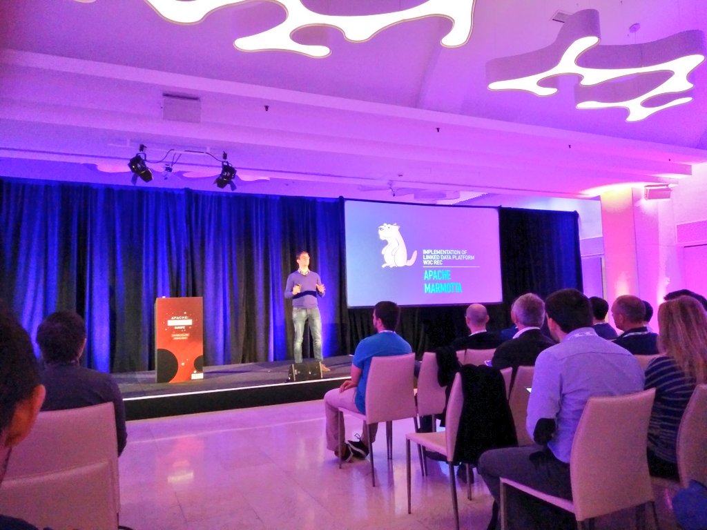 wikier's tweet image. cool to see @ApacheMarmotta, and its cool logo, being mentioned at the keynote at #ApacheBigData!