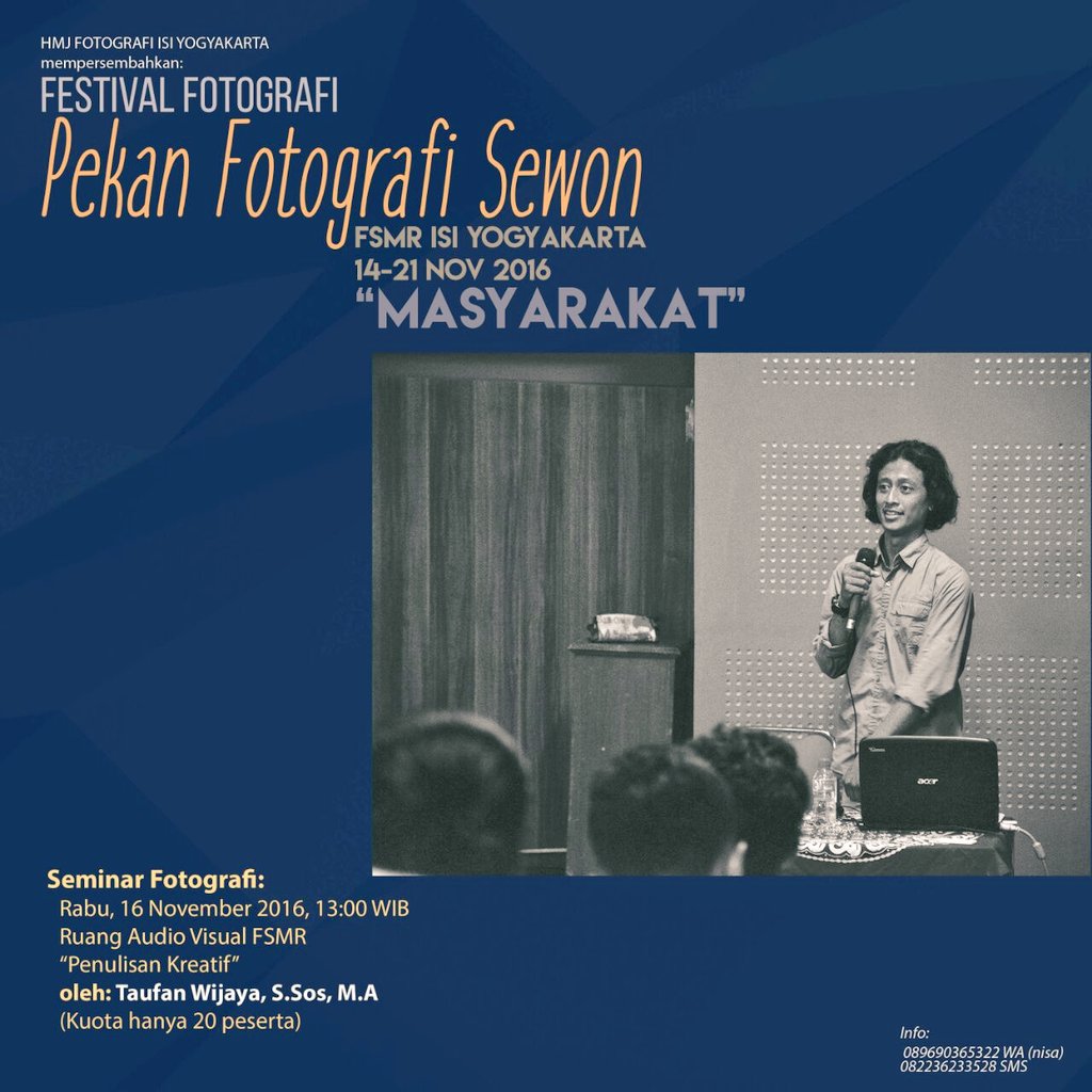 Selain lomba, bsk juga ada seminar fotografi bersama <a href="/taufanwijaya_/">taufan wijaya</a> tentang "Penulisan Kreatif" AYO DAFTAR!! #PFS