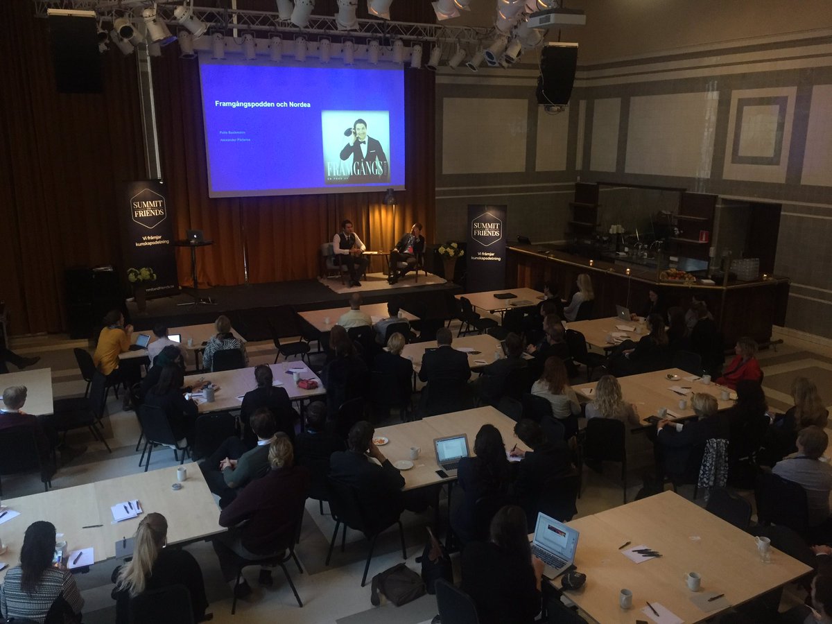 SthlmMarketing's tweet photo. Just nu: @Nordea_SE och @Framgangspodden på scen och pratar pod på #AwareDMS https://t.co/xv4WWl5aSl