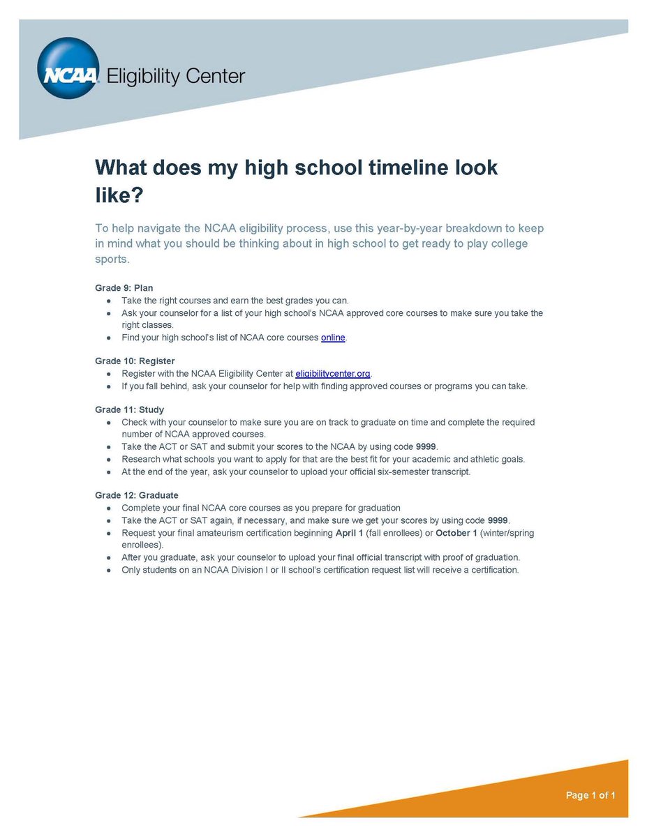 ncaaec's tweet photo. Stay on track to be eligible. Here are some helpful tips for mapping out your high school timeline: https://t.co/q06DiXhsaT https://t.co/qBnGsx4YvP