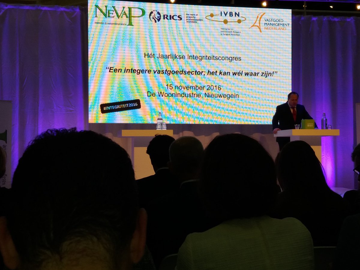 # integriteit2016 in de vastgoed sector met meer dan 300 vastgoed managers #vgme #Rics #ivbn #nevap top programma " Dit kan niet waar zijn"