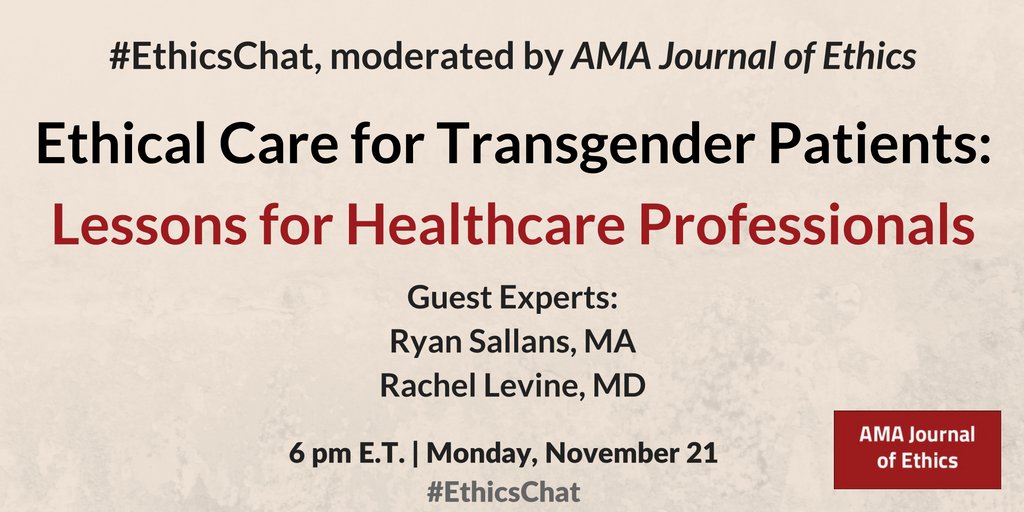 genderdiversity's tweet photo. RT @JournalofEthics: we'll be hosting an #ethicschat on caring for #transgender patients w/ @ryansallans and... https://t.co/9AhESXNMsN