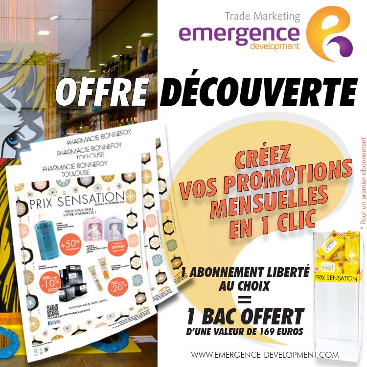 Emergence_Dev's tweet image. Du 15 novembre au 15 décembre profitez de notre offre découverte : 1 premier abonnement = bac tendance offert !
#sensationnel #exceptionnel