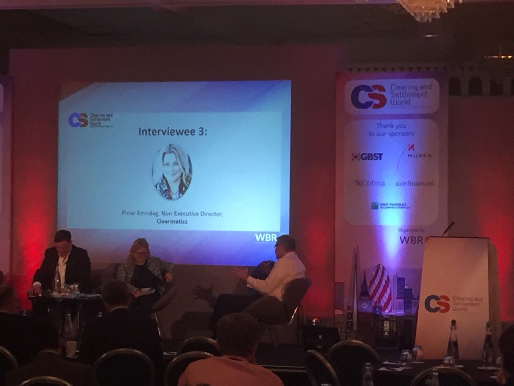 ontofin's tweet photo. #CSW2016: Scott Riley interviewing Pinar Emirdag in #London at Clearing and #Settlement World. #fintech https://t.co/WuaBFOOLqB