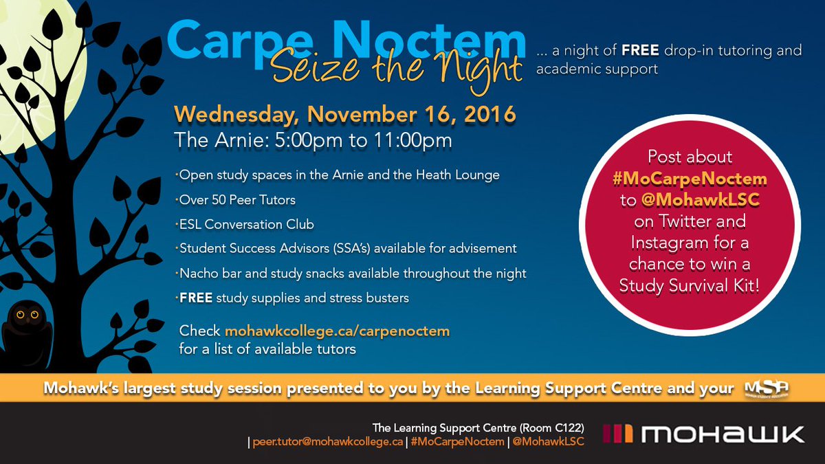 MSAmohawk's tweet image. Tomorow night. 50+ Peer Tutors. Nacho Bar. 

Studying squad goals. 

#msaEVENTS @MohawkLSC @MohawkCollege