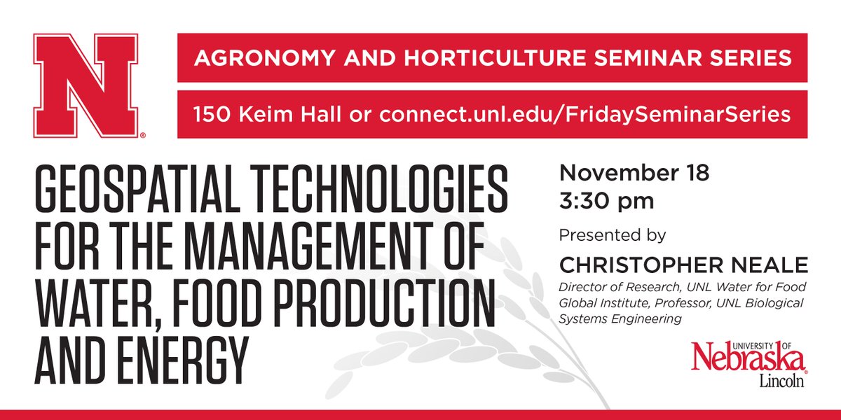 unlagrohort's tweet image. .@waterforfood&apos;s Christopher Neale to speak a/#GeospatialTechnologies for mngt of #water #foodproduction 11/18 #UNL ow.ly/2HS9304trta