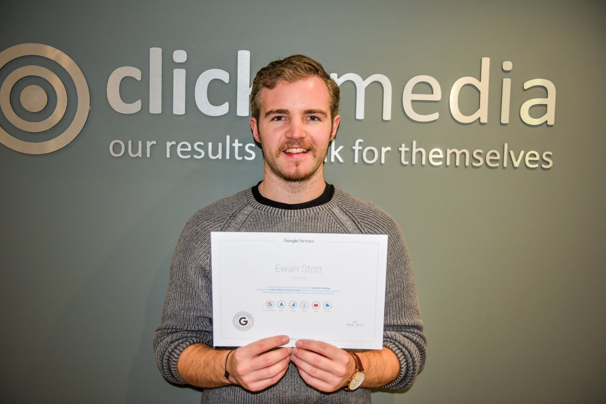 ClickyMedia's tweet photo. Congratulations to @ewan_clicky on his Google Specialist certification - for passing all 6 AdWords exams! #PPC #ClickyLife https://t.co/5NSe2HXRWd