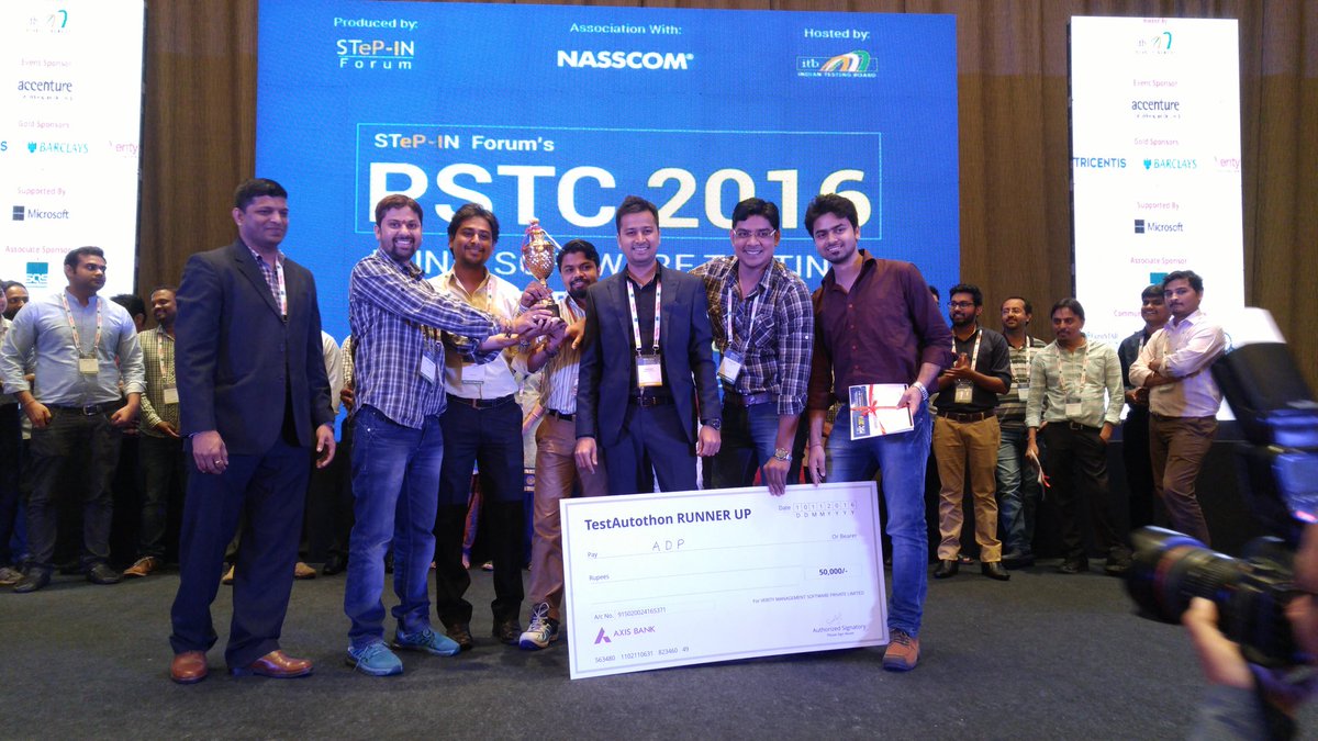 stepin_forum's tweet photo. Team @ADP wins the second prize @ #TestAutothon. Congratulations Team @ADP #PSTC2016 https://t.co/BDYDyW1US8